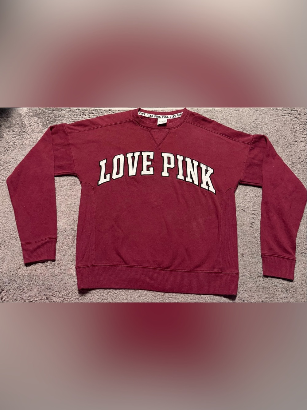 Victoria's Secret PINK Berry Crewneck Sweatshirt with White Lettering